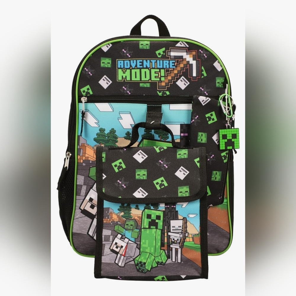 Minecraft Adventure Mode Characters 5 Piece Kids 16" Backpack Set